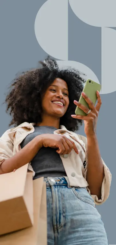 Woman using cashback rewards while shopping