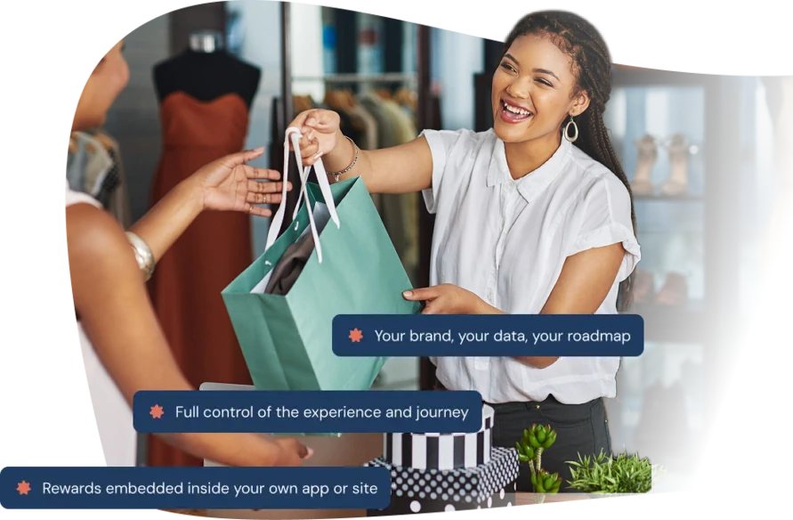 Customer using rewards embedded through Spendstream’s API
