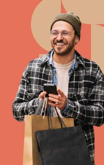 Man using competition rewards while shopping