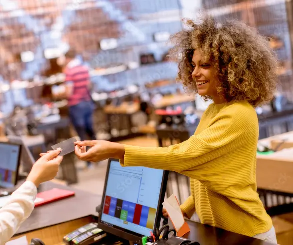 Customer making a card payment at a retail checkout