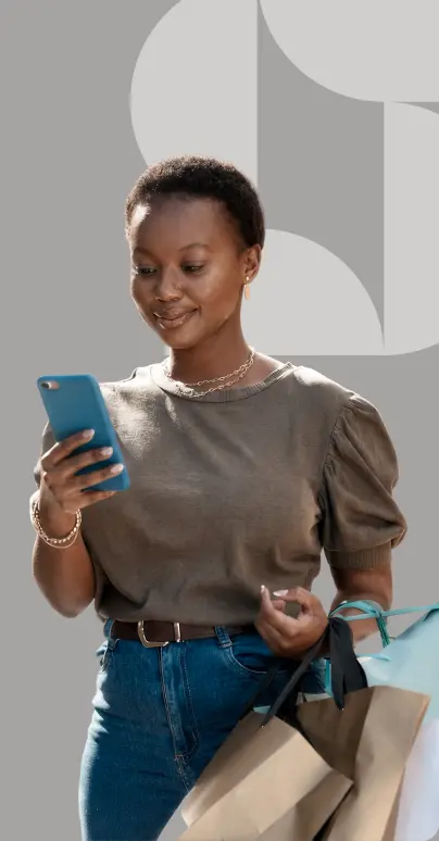 Woman using an API-powered rewards app