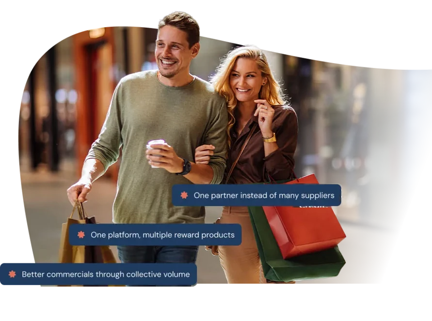 Couple shopping with gift cards, cashback and affiliate rewards