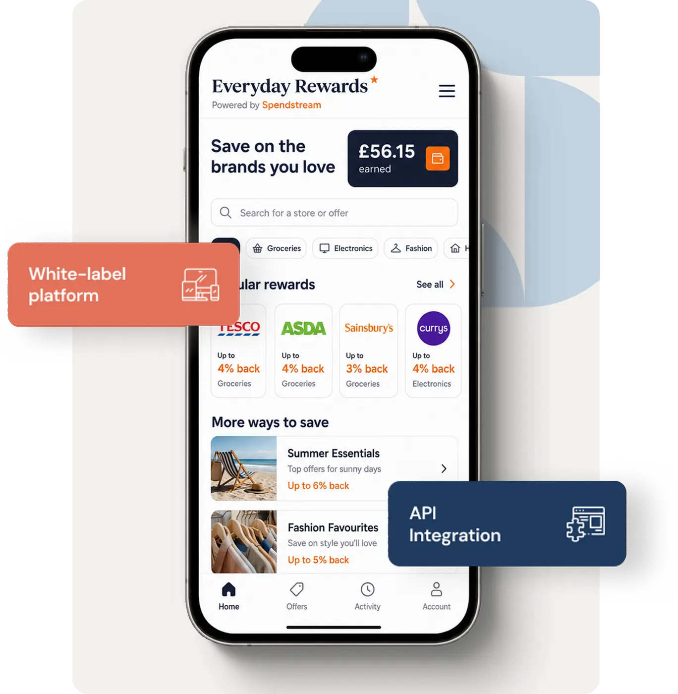 Spendstream white-label rewards programme on a mobile phone