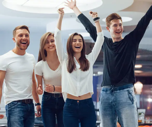 Customers celebrating a competition win